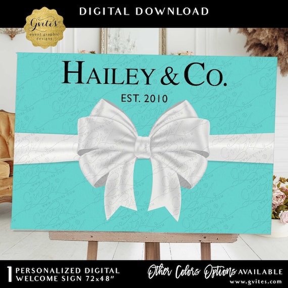 Name & Co Poster Digital Welcome Venue Decor | Lux White Satin Ribbon Design | 72x48" Digital Download JPG + PDF