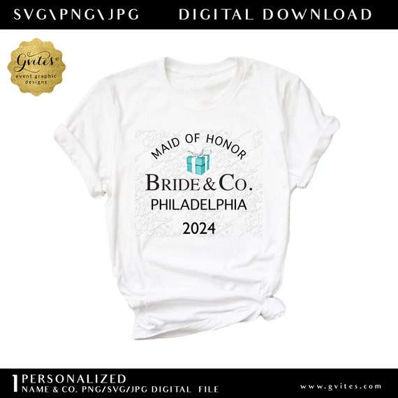 Custom Bride & Co. Bridal Shower Matching T-Shirt SVG cut file JPG and PNG Files. Digital Download.