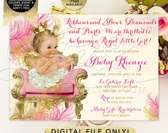 Pink and Gold Baby Shower Invitation 7x5"