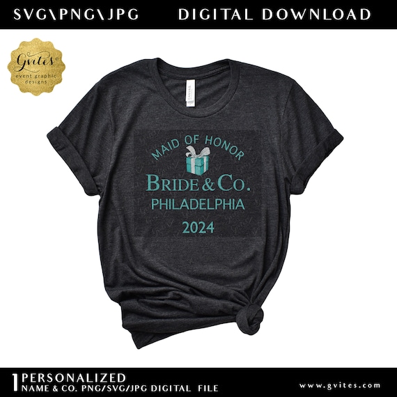 Blue Bride & Co. Bridal Shower Matching T-Shirt SVG cut file JPG and PNG Files. Digital Download.