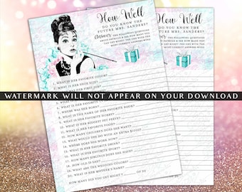 Personalized how well do you know the future Mrs. Bridal Shower game Audrey inspired.