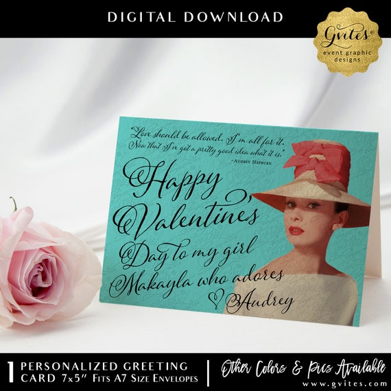 Personalized Audrey Hepburn Stationery | Custom Greeting Cards Digital File A7