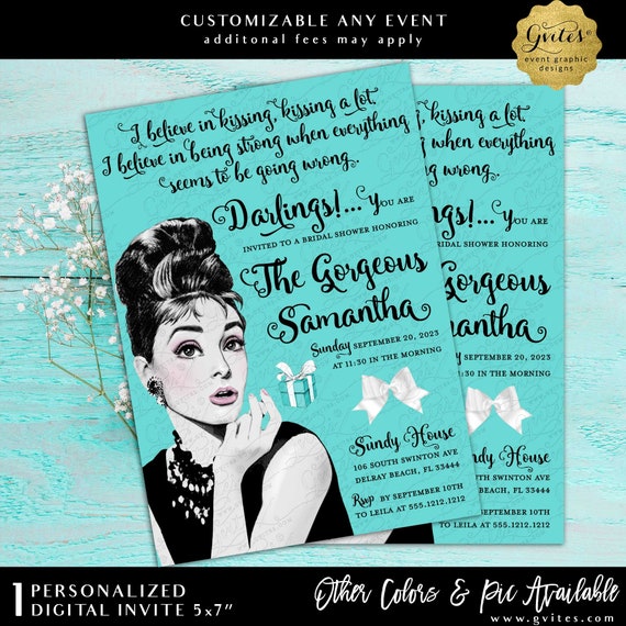 Custom Audrey Hepburn Quote Invitation Printable Bridal Shower | Digital Download 5x7"