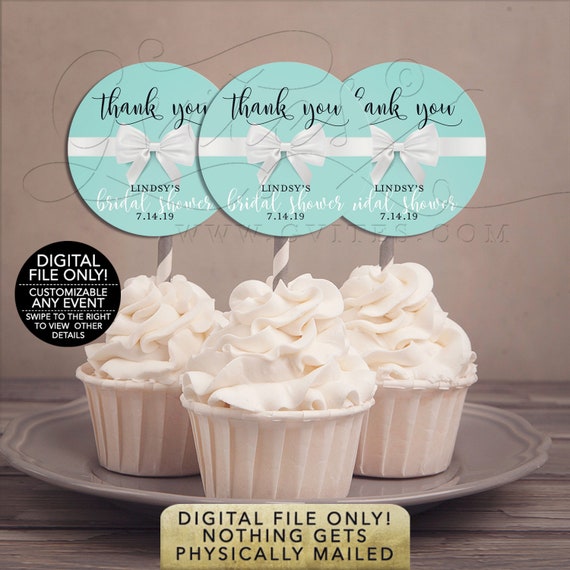 Cupcake Toppers Bridal Shower Food Table Decorations | Printable JPG & PDF 2x2"/ 12 Per Sheet | by Gvites