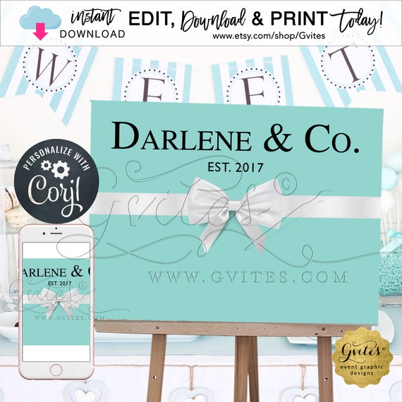 Breakfast at Backdrops For Dessert Table Decorations. Baby and Co/ Shower/Bride/ Bridal. EDIT YOURSELF {Includes:18x12" & 36x24} Il_570xn