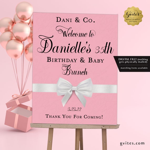 Rose Pink Breakfast at Birthday & Baby Shower Brunch Darlings! Signage Poster Sign Decoration
