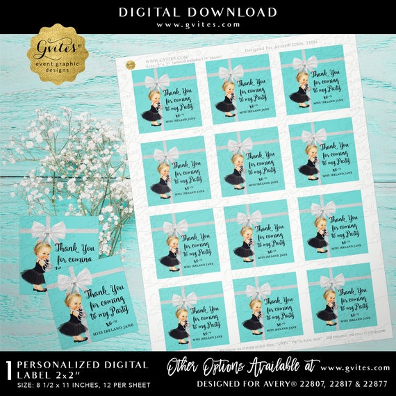 Personalized Thank You Label Baby Shower Baby and Co | Party Favors Gifts | New Baby Princess Audrey {Designed For Avery® 22806, 22816}