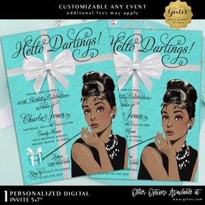 60esimo compleanno invito Audrey Hepburn stile afroamericano Download digitale personalizzato / 5 x 7"