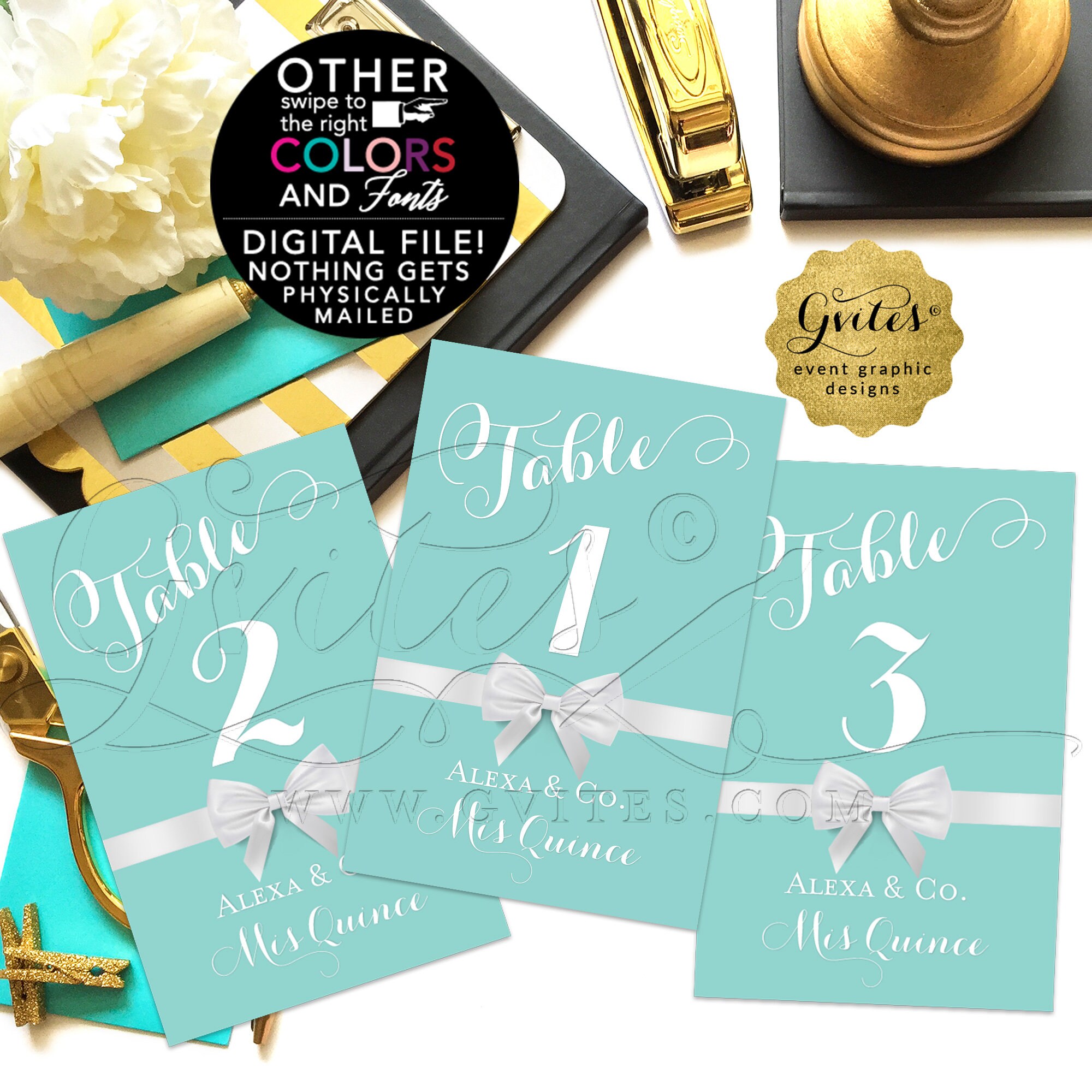 Mis Quince Table Numbers Sweet 15 16 Printable Cards