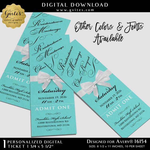 Cheer Banquet and co Tickets with Tear-Away Stubs Designed for Avery® 16154
