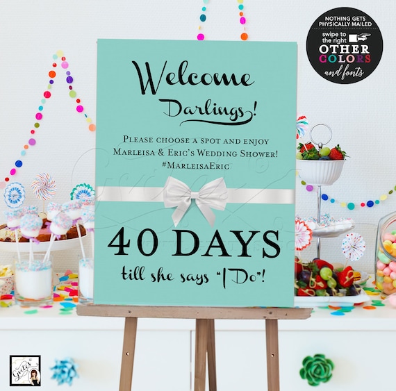 Countdown Welcome bridal shower sign bride and co | Printable JPG + PDF