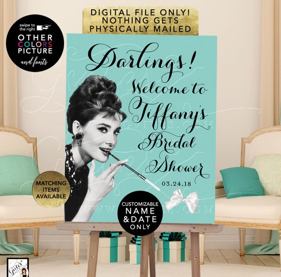 Welcome Darlings Audrey Hepburn, Personalized Bridal Shower Poster Signs. Printable File Only! JPG + PDF.