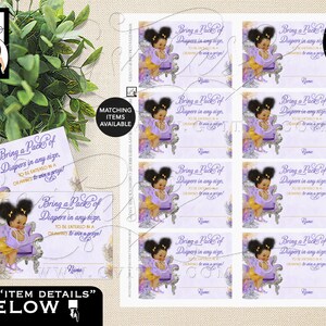 Diaper Raffle Tickets | Lavender gold purple & silver | Ethnic baby girl PRINTABLE Instant Download 3.5x2.5&quot; 8/ Sheet.