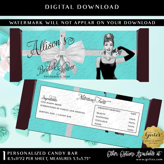 Bridal Shower Breakfast at themed Party Favors | Printable Digital PDF + JPG Format, 2 Per Sheet 5.25 x 5.75"