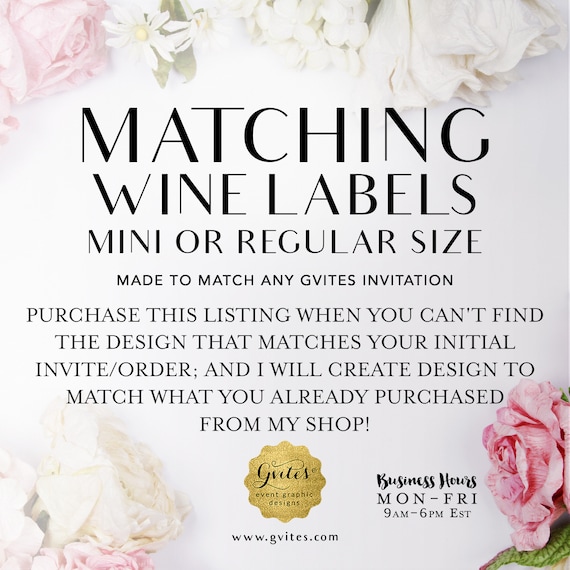 Matching Wine Labels Add-on - To Coordinate with any Gvites invitation design.