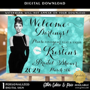 Bridal Shower Sign Welcome Darlings Audrey Hepburn Breakfast at