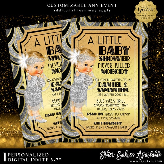 1920s Vintage Baby Shower Girl Invitation 5x7"