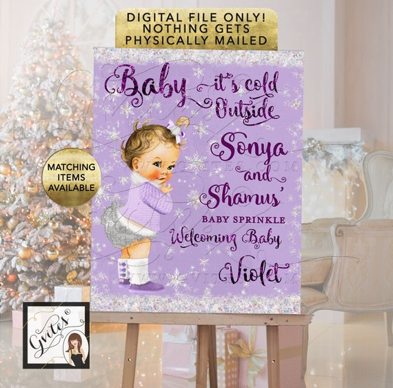 Purple Lavender Winter Theme Welcome Sign | 8x10" and 16x20" Digital Files