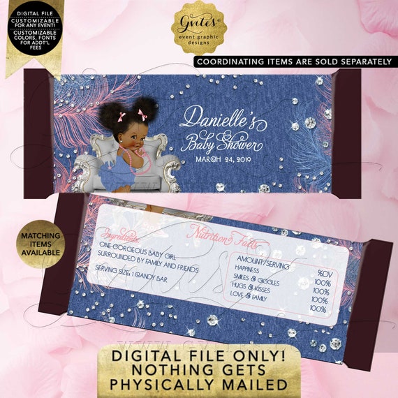 Candy Bar Wrappers Denim & Diamonds. Printable File. Customizable For Any Event!