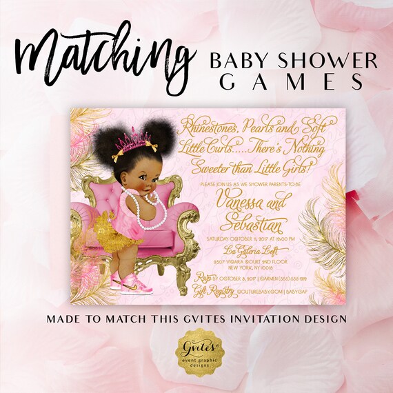 Matching Baby Shower Games Add-on - To Coordinate with Gvites' design: Blush & Hot Pink Gold Watercolor Baby Shower Digital Invitation