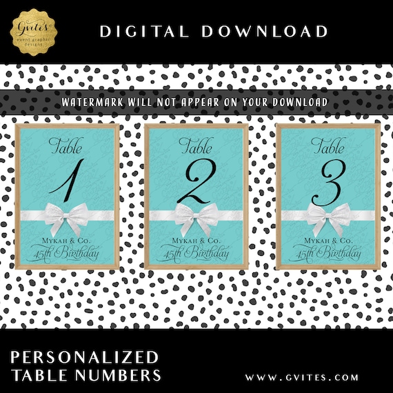 Personalized Birthday Table Numbers 1-10 Size 4x6" or 5x7"