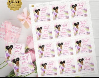 Thank you baby shower favor tags/labels/stickers/toppers | Pink purple lime green| Digital Printable File  2x2" 12/ Per Sheet.