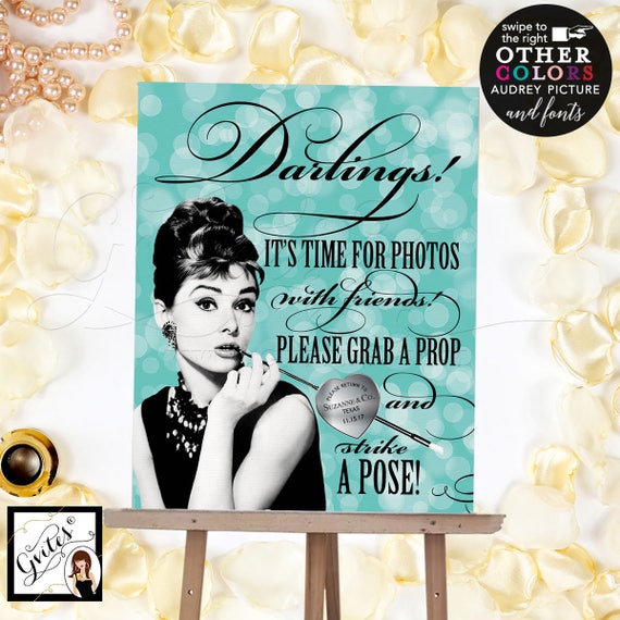 Audrey Hepburn Selfie Station Photo Booth Sign/ Vintage Party PRINTABLE Signs