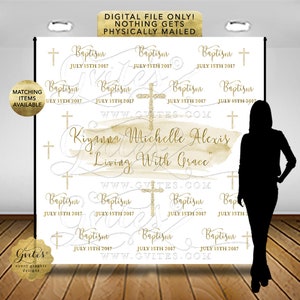 Printable Backdrop For Pictures | First Communion Baptism Step Repeat Photo Background | Christening