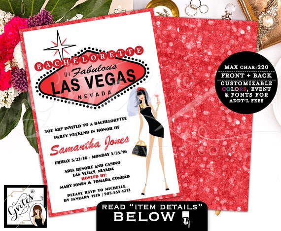 Vegas Bachelorette Party Invitation/ Girls Night Out Cocktail Night