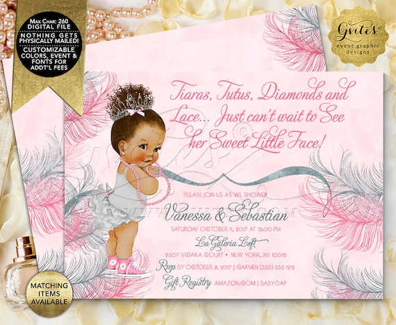 tutus and tiaras baby shower invitations