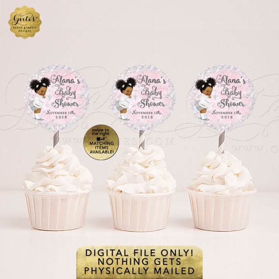 Winter Wonderland Baby Shower Printable Cupcake Toppers Party Favors/Table 2.25x2.25/12 Per Sheet