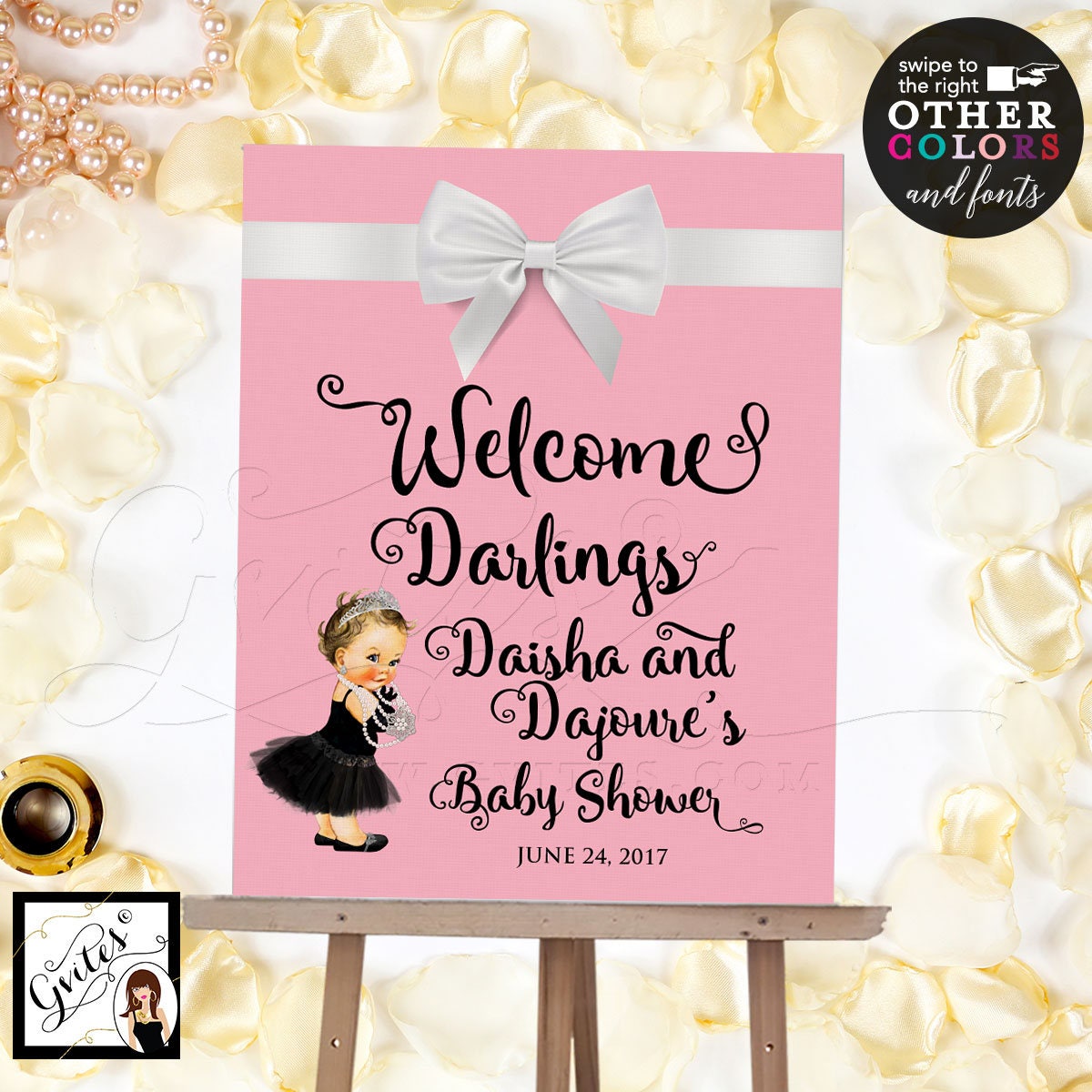 Breakfast At Themed Baby Shower Welcome Sign Poster Pink Baby Co