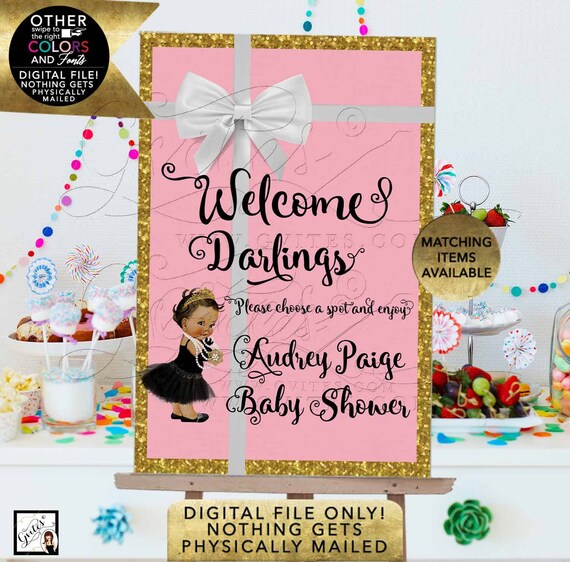 Pink Gold Welcome Sign Baby Shower Printable | Digital Printable JPG + PDF | Design: BCOGL-116