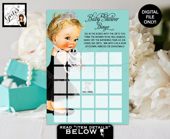 Blue Theme Baby Shower Printable Audrey Vintage Inspired Style.