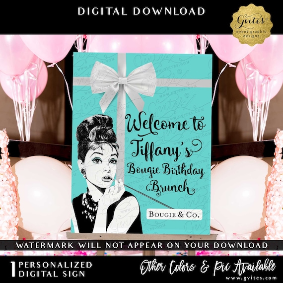 Custom Audrey Hepburn Birthday Brunch Printable Foam Board Sign 24x36" Digital File