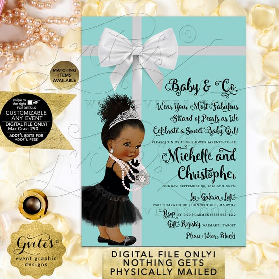 Baby & Co Blue Audrey Baby Shower Invitation.