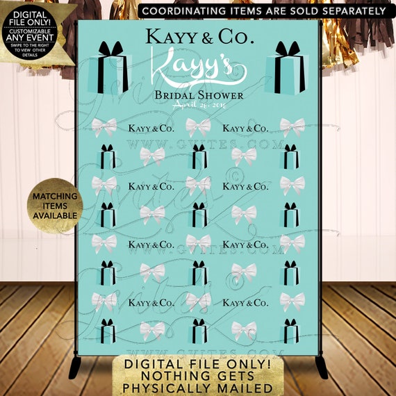 Step and repeat banner backdrops/ breakfast at bridal shower/ blue photo back drops/ wall 5 feet x 7 feet. PRINTABLE