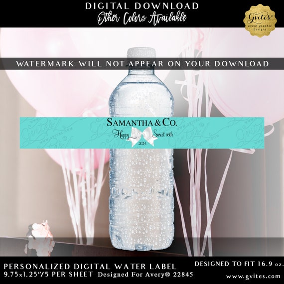 Water Bottle Label stickers | Bride and Co 9.75x1.25"/ 5 Per Sheet {Designed For Avery® 22845}