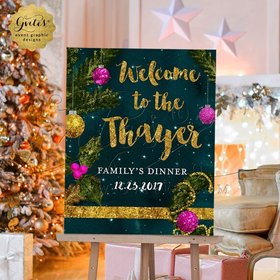 Christmas Dinner Welcome Printable Sign For Your Guests. Venue/Family Get together Decoration.