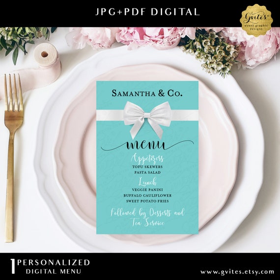 Breakfast Themed Menu Cards Personalized.