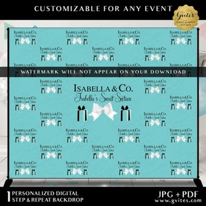 Printable Blue Theme Step & Repeat Photo Booth Background Wall Banner