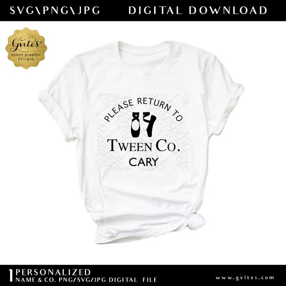 Custom SVG Designs for Shirts Text Ballerina Dance | Return to & Co cut file JPG and PNG Files.