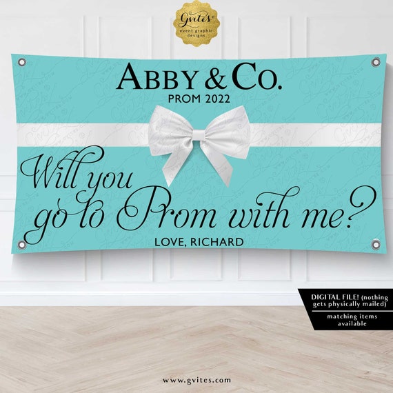 Will you go to Prom With Me Personalized Elegant Vinyl Printable Banner by Gvites