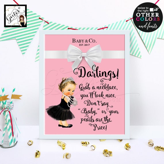 Darlings Grab Necklace Don't Say Baby Shower Games Printable 8x10"