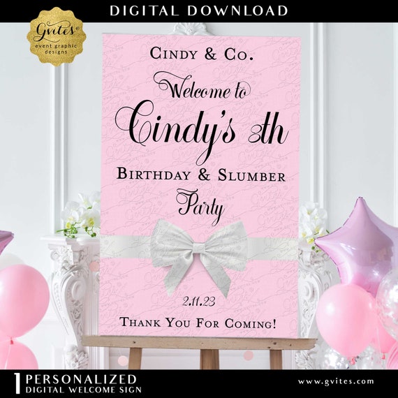 Welcome 8th Birthday Slumber Party Printable Poster For Easel 24x36 Digital/Printable Download