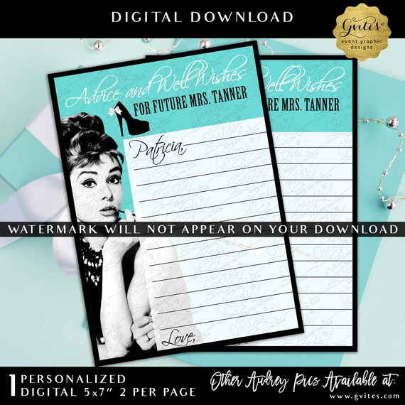 Personalized Advice and Well Wishes for the bride 5x7" Digital Download