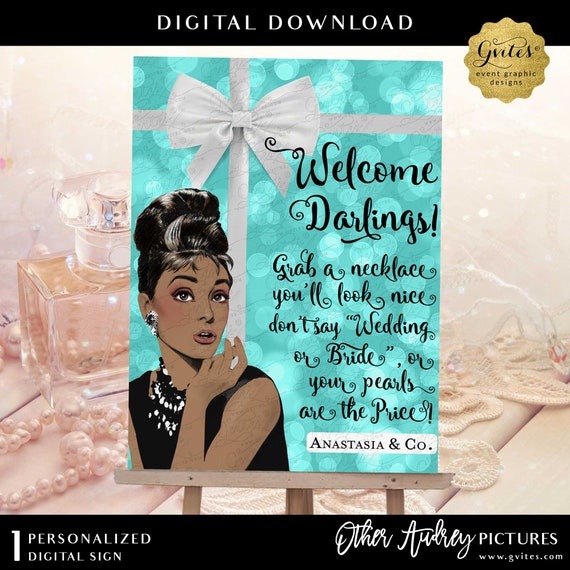 Printable Welcome Don't Say Wedding or Bride Audrey Digital Poster Sign | Various Size(s) Available | JPG + PDF