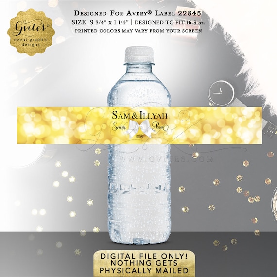 Prom Water Bottle Labels | Graduation Party Favors Gifts | 9.75x1.25"/ 5 Per Sheet {Designed Avery® 22845}