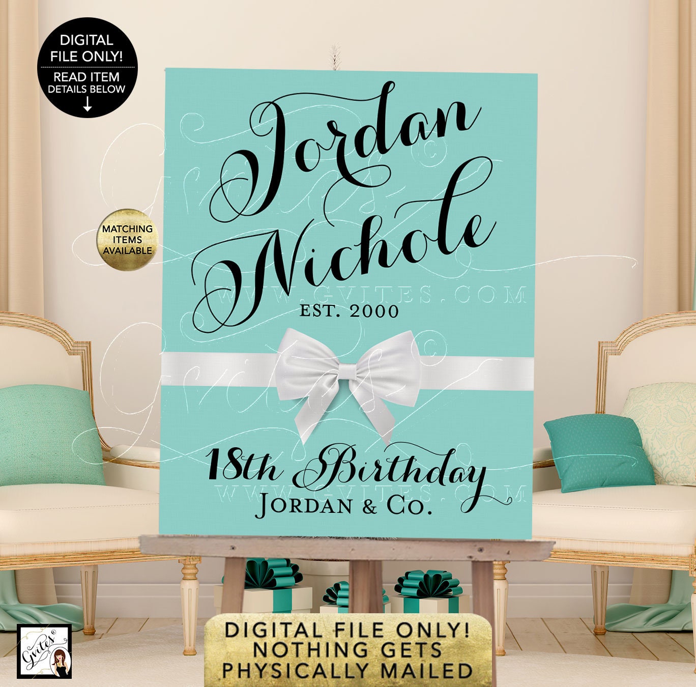 Breakfast At 18th Birthday Celebration Welcome Sign Poster Audrey