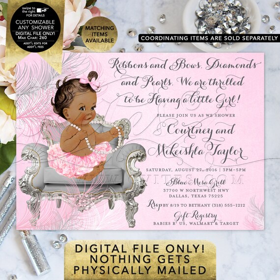 pink and silver baby shower invitations